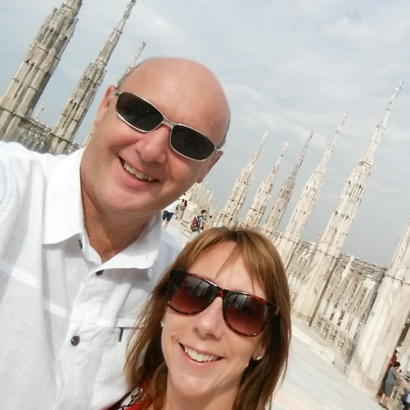Duomo-di-Milano in Milan Italy rooftop view selfie